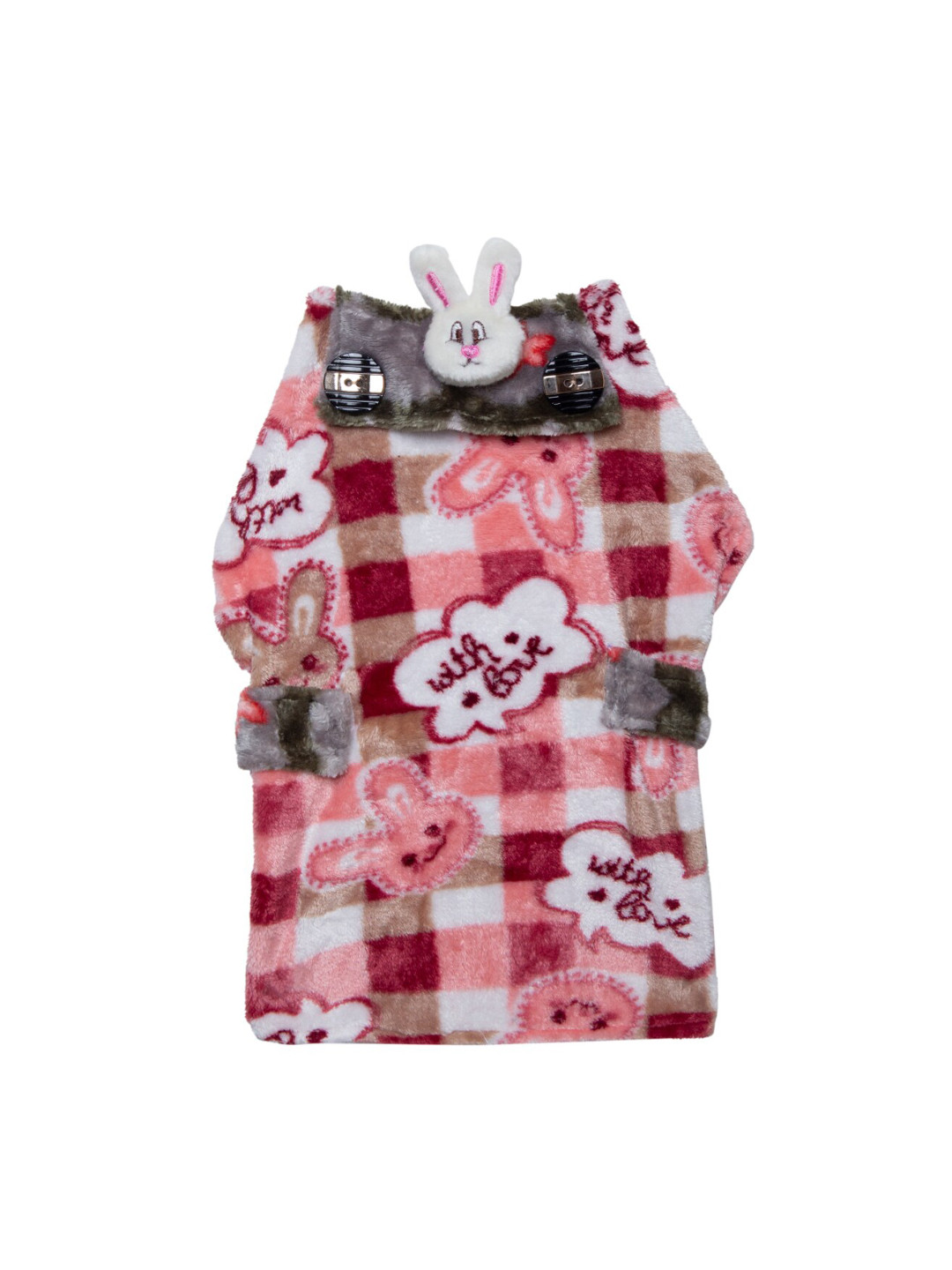

Lulala Dog Pink & White Checked Fuzzy Velvet Jacket