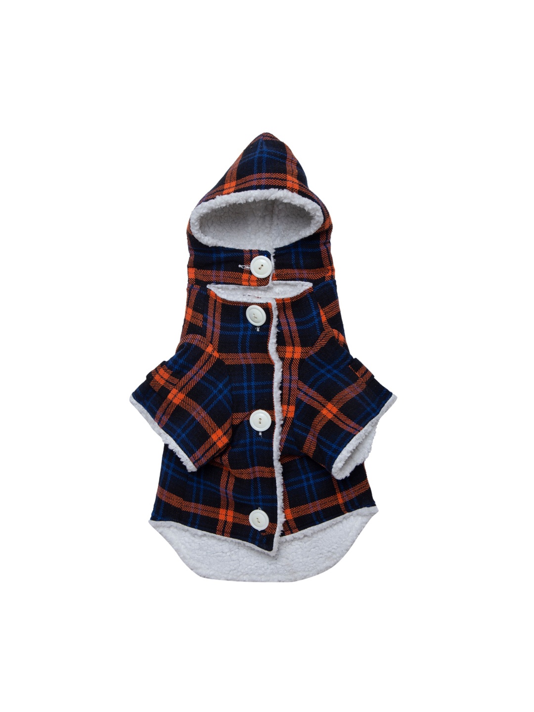 

Lulala Navy Blue Checked Frog Shape Dog Dress with Hoodie for Extra Warmth