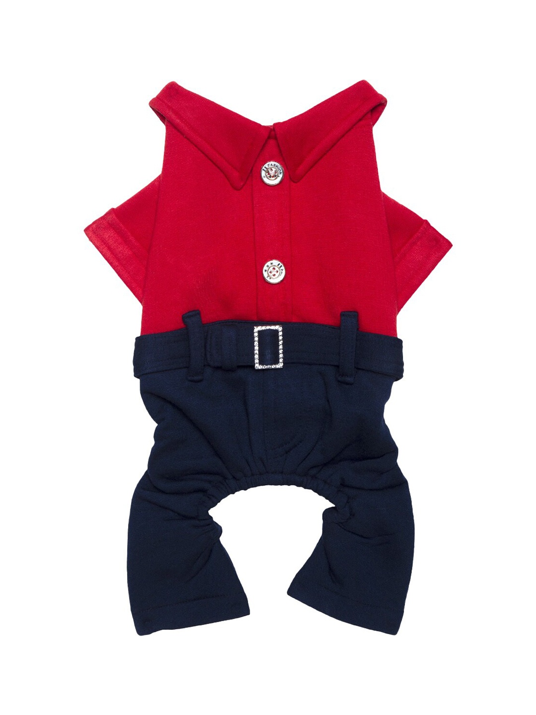 

Lulala Red & Navy Blue Colourblocked Dog Winter Coat Soft Fleece Pullover- XS
