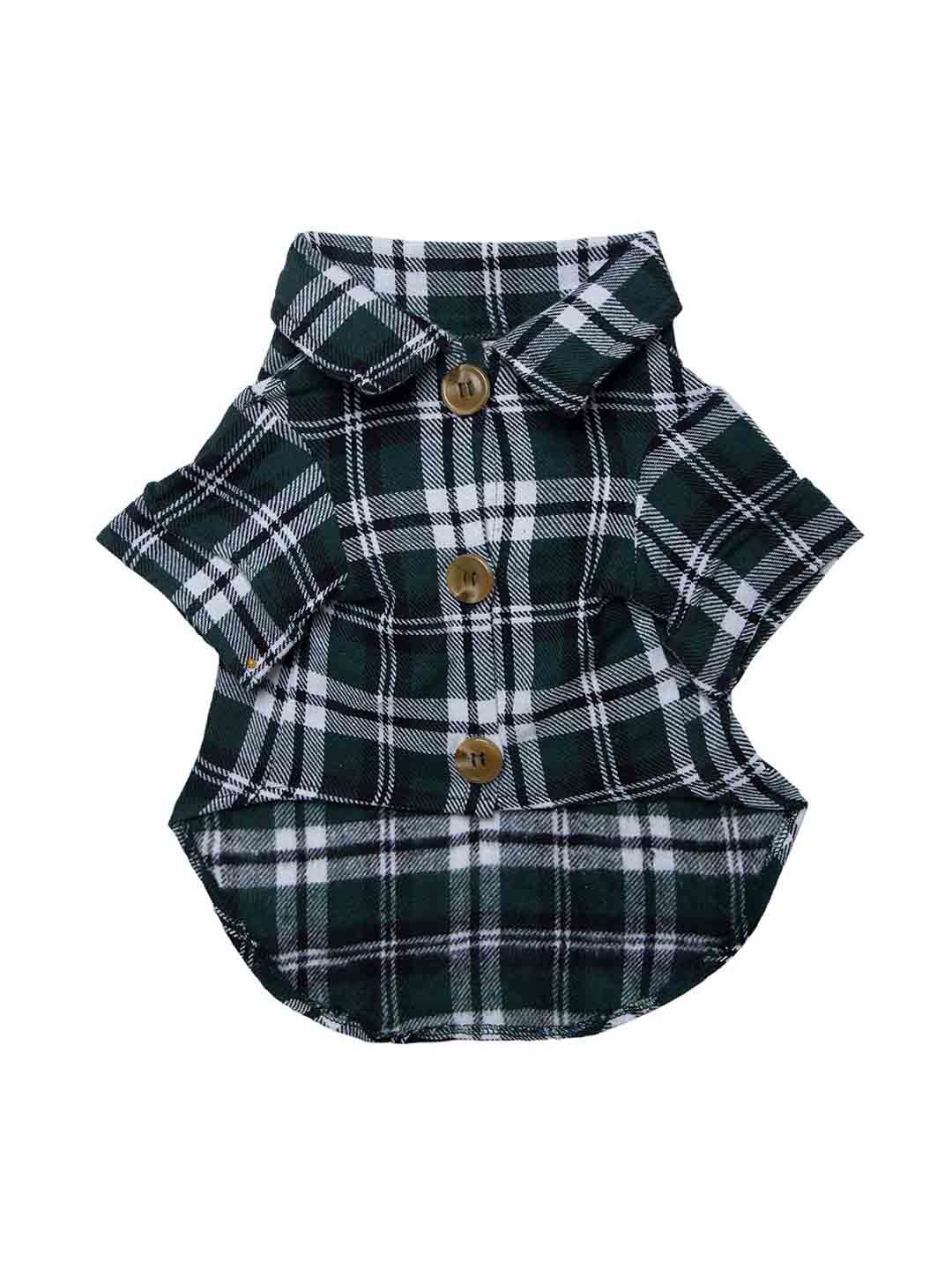 

Lulala Green & White Checked Plaid Dog Shirt