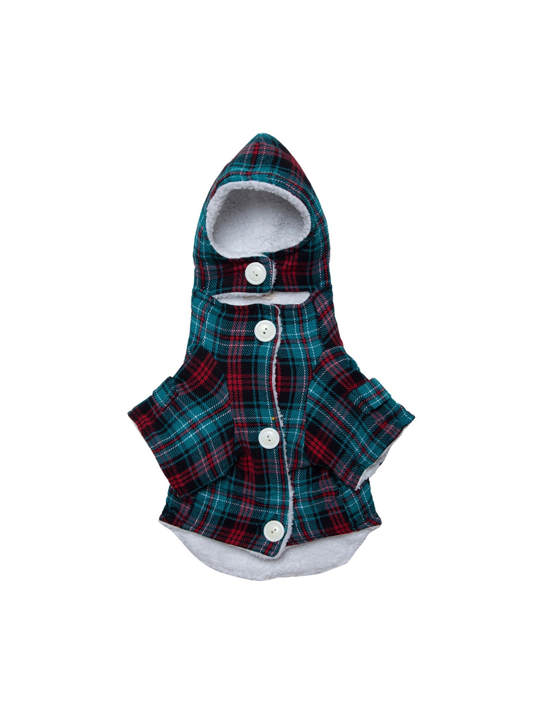 

Lulala Sea Green & Red Checked Hooded Dog Dress