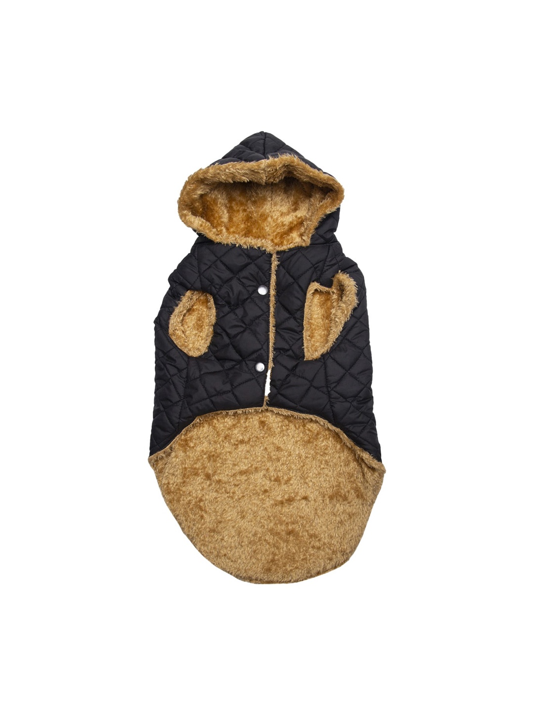 

Lulala Cream-Coloured & Black Fleece Lining Dog Vest Winter Hooded Jacket