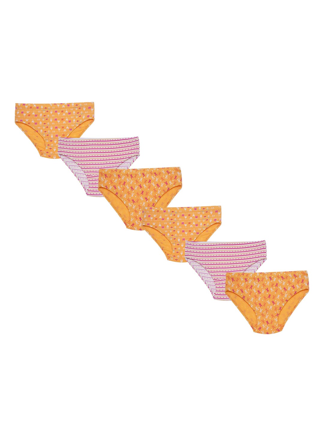 

Red Rose Girls Pack Of 6 Printed Cotton Basic Briefs BBY-62PO6, Pink