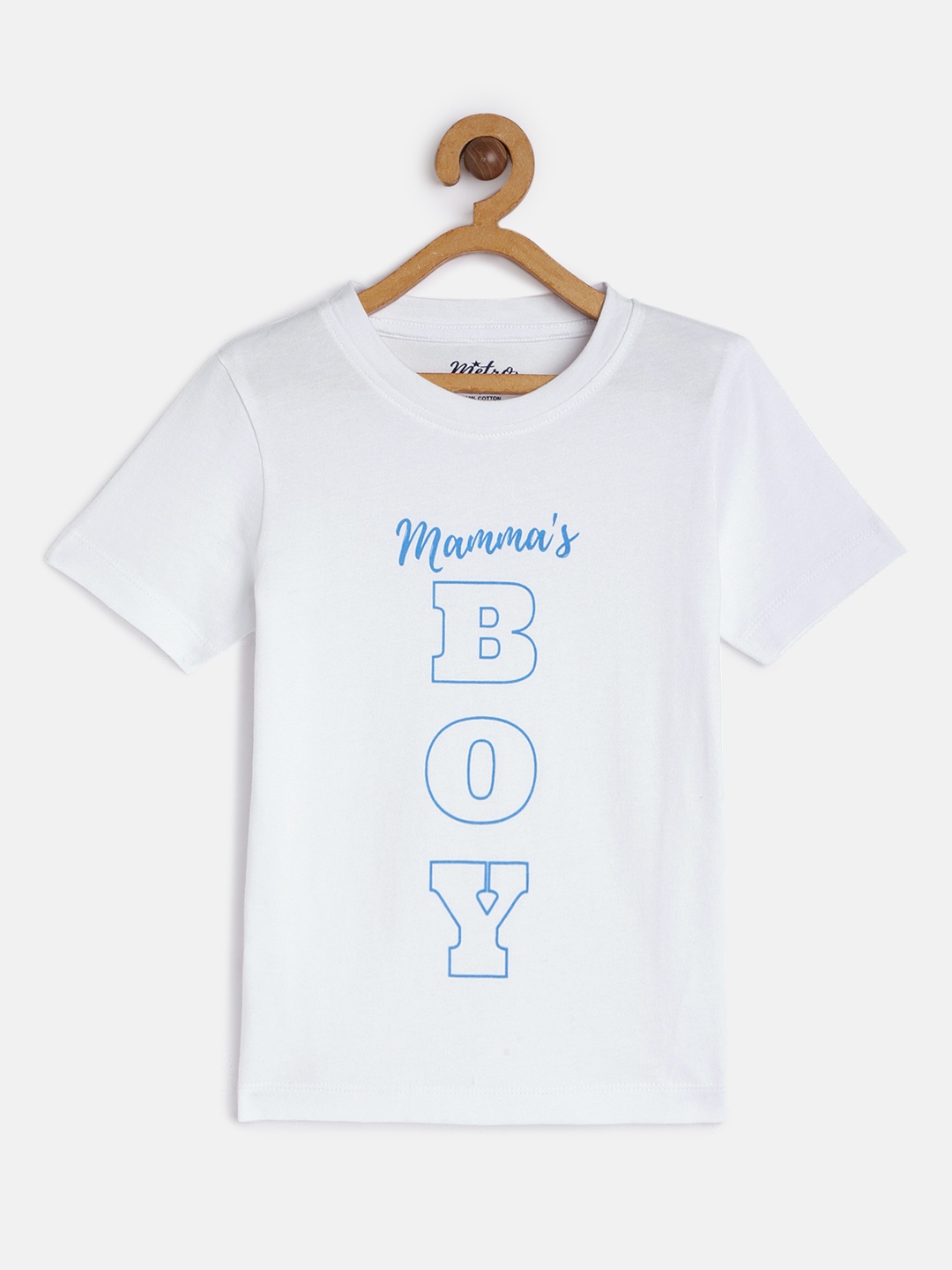 

METRO KIDS COMPANY Boys White & Blue Typography Printed T-shirt