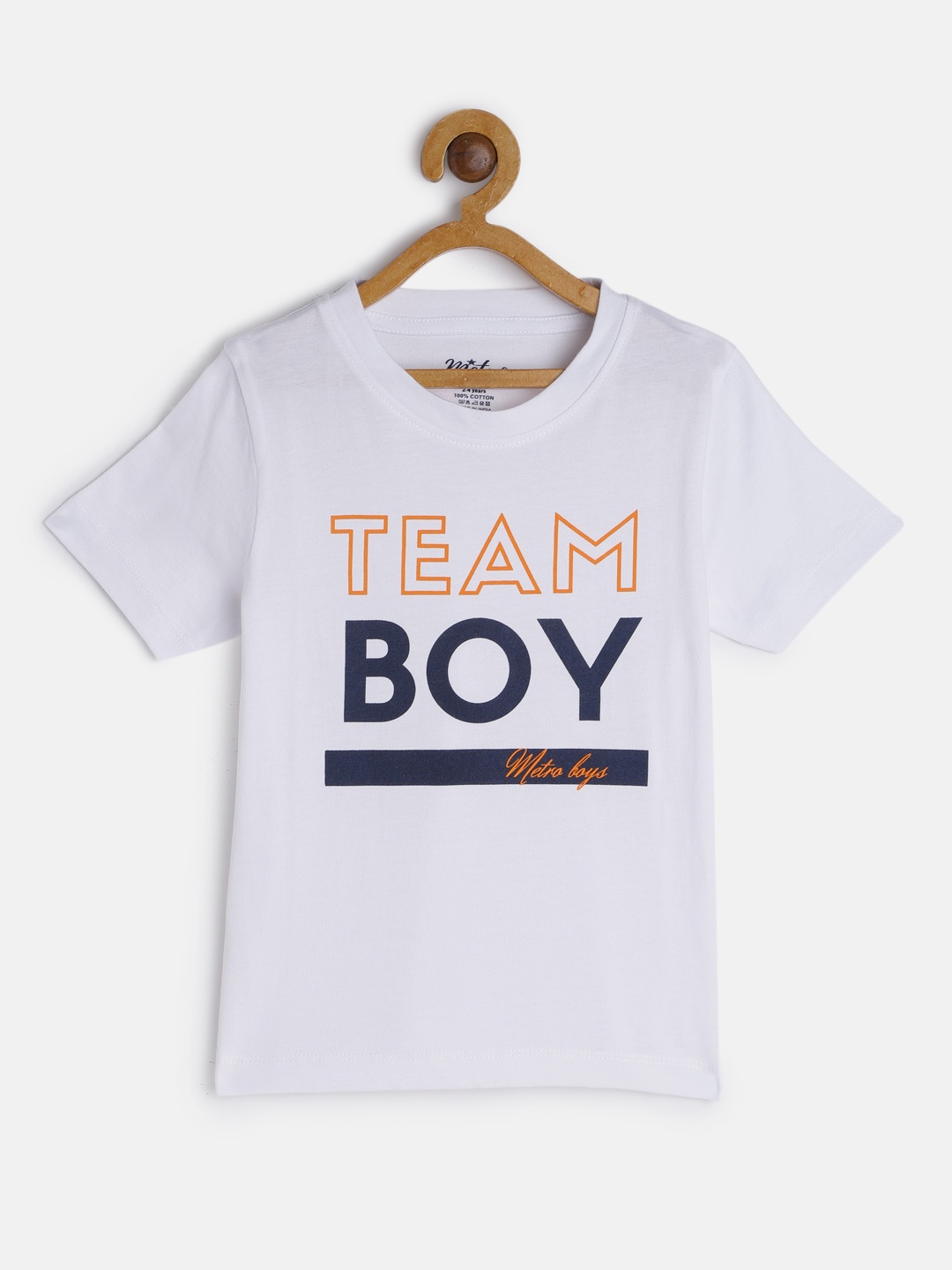 

METRO KIDS COMPANY Boys White Typography Printed T-shirt