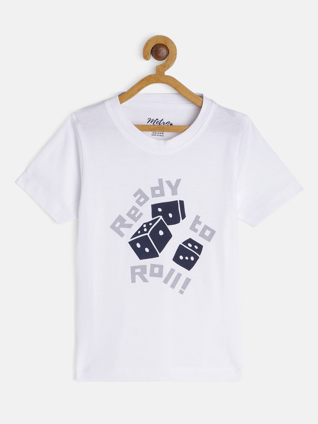 

METRO KIDS COMPANY Boys White Typography Printed T-shirt
