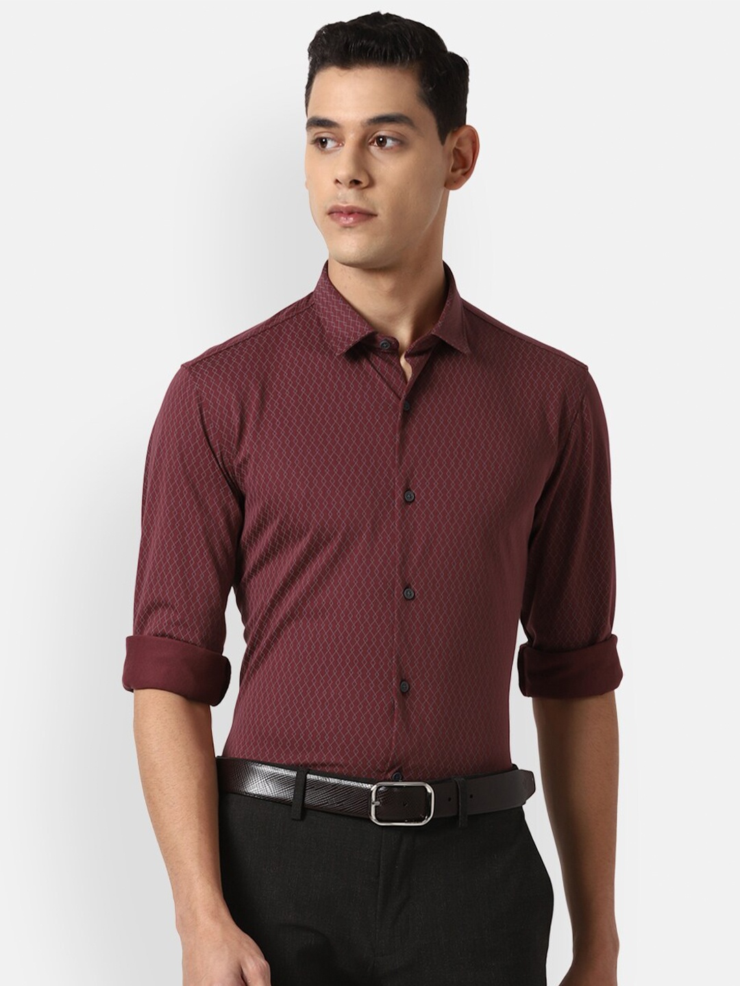 

Louis Philippe Sport Men Maroon Slim Fit Opaque Printed Casual Shirt