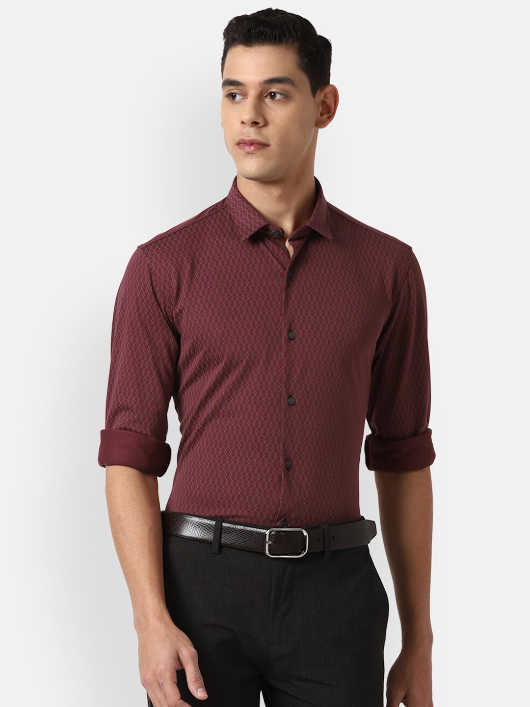 

Louis Philippe Sport Men Maroon Slim Fit Printed Casual Shirt