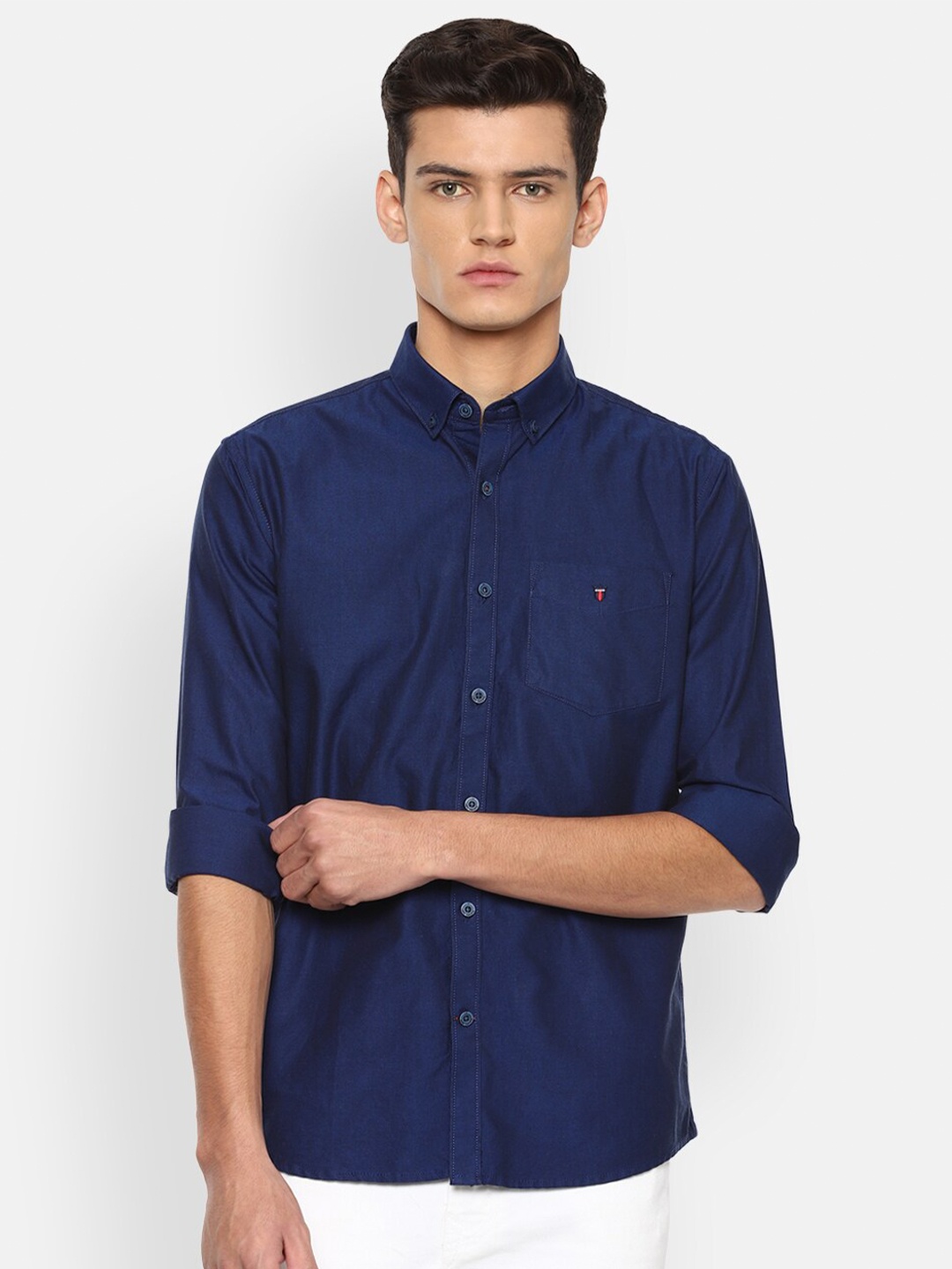 

Louis Philippe Sport Men Navy Blue Slim Fit Opaque Pure Cotton Casual Shirt