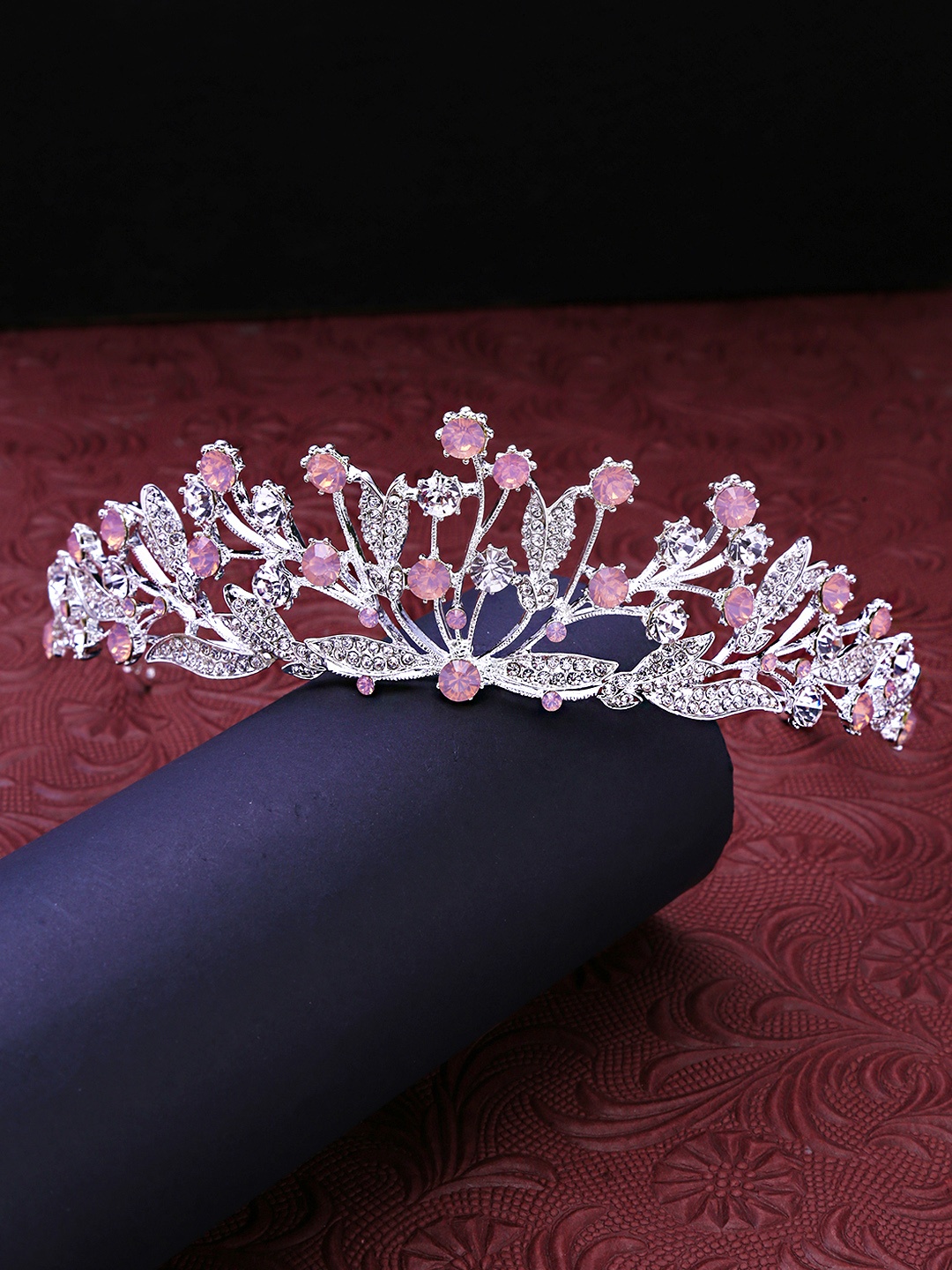 

Yellow Chimes Women Silver-Toned & Pink Embellished Tiara