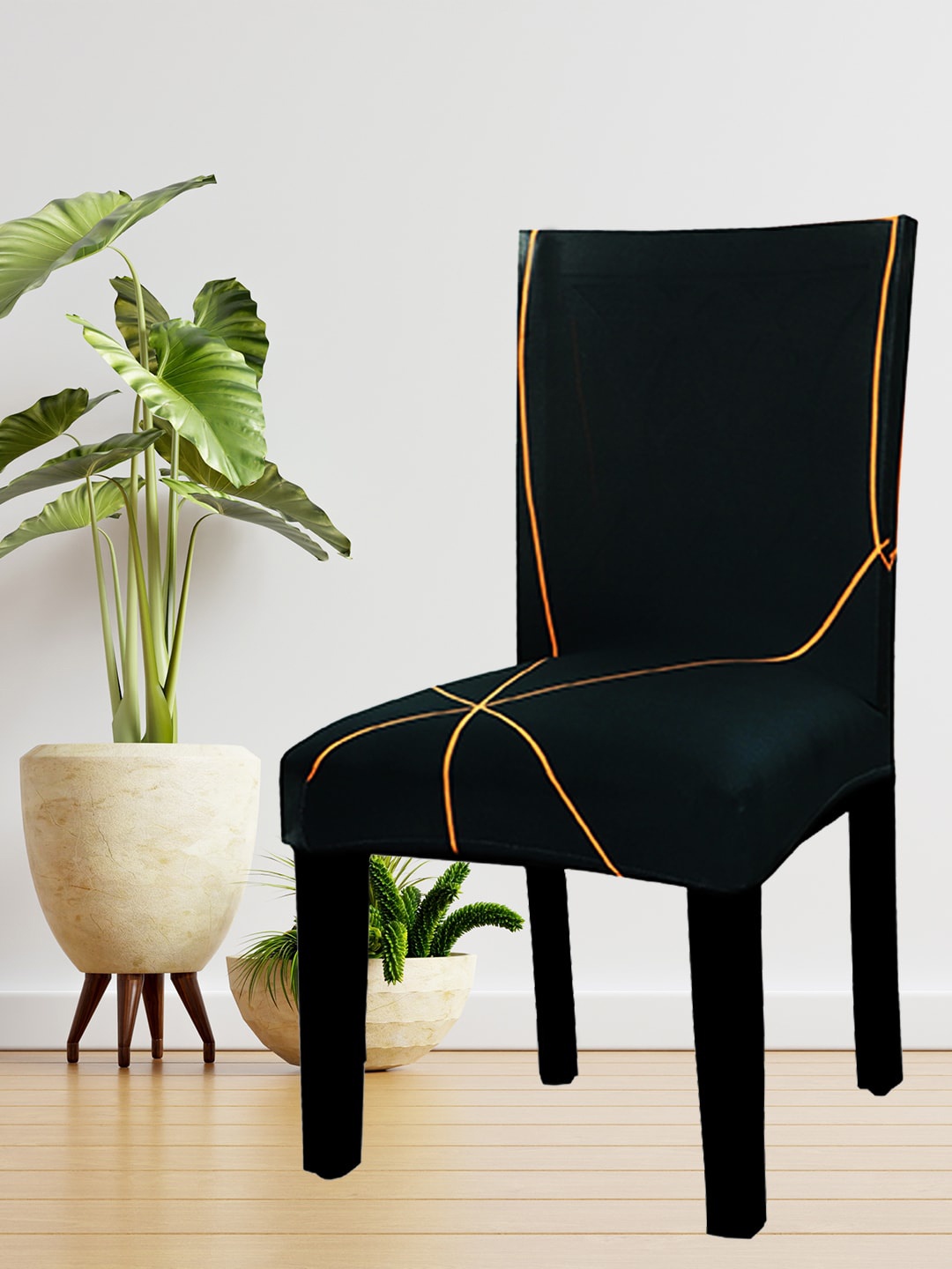

HOUSE OF QUIRK Set Of 6 Green & Orange Printed Chair Covers