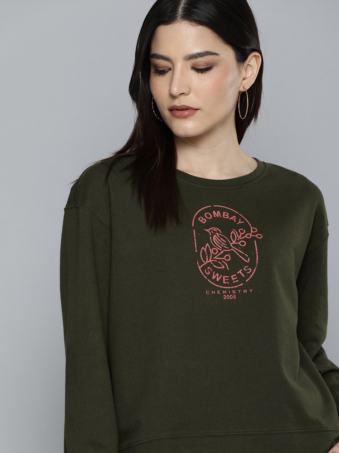 

Chemistry Women Olive Green Printed T-shirt with Pyjamas