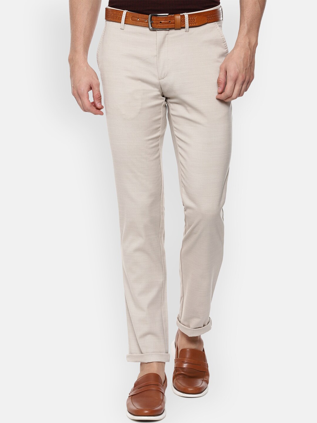 

Louis Philippe Sport Men Beige Textured Slim Fit Trousers