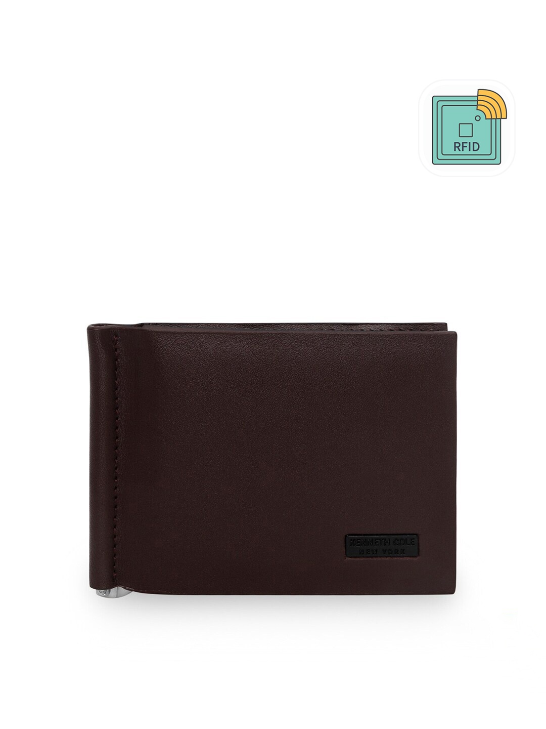 

Kenneth Cole Men Brown Solid RFID Two Fold Wallet