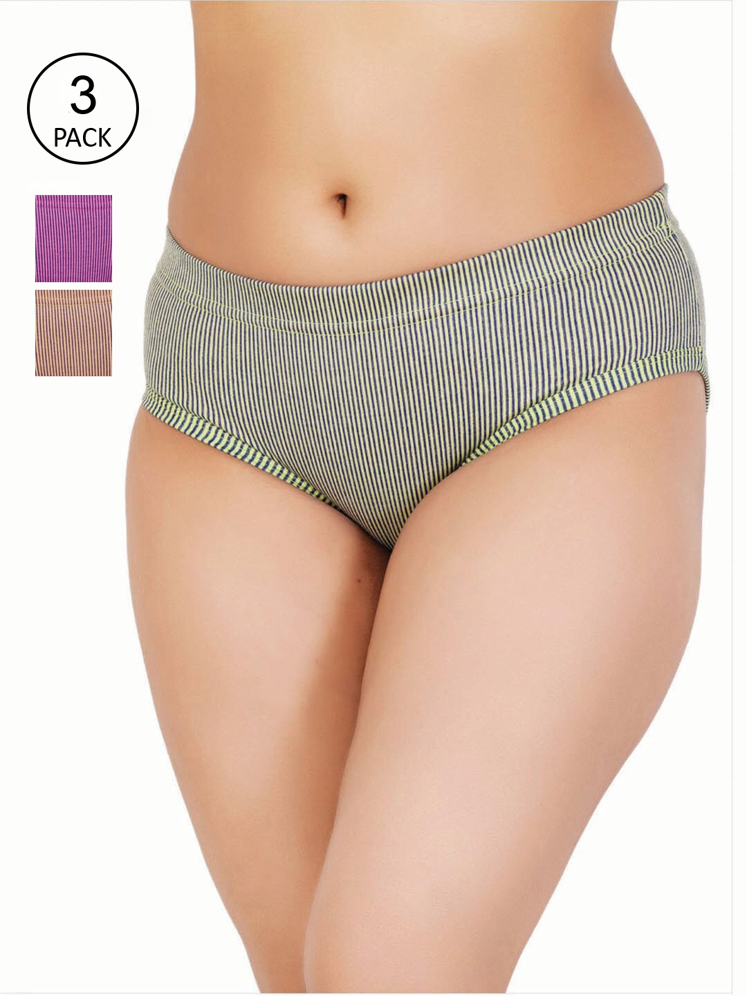 

Reveira Women Pack Of 3 Assorted Cotton Hipster Briefs