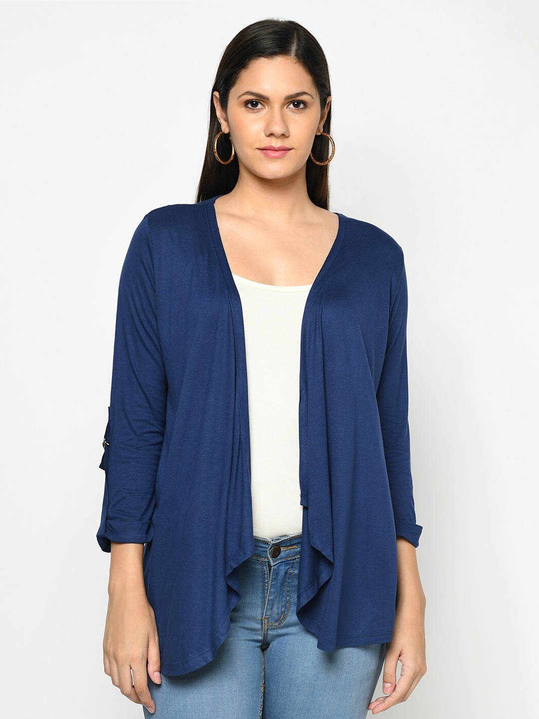 

Espresso Women Navy Blue Waterfall Shrug