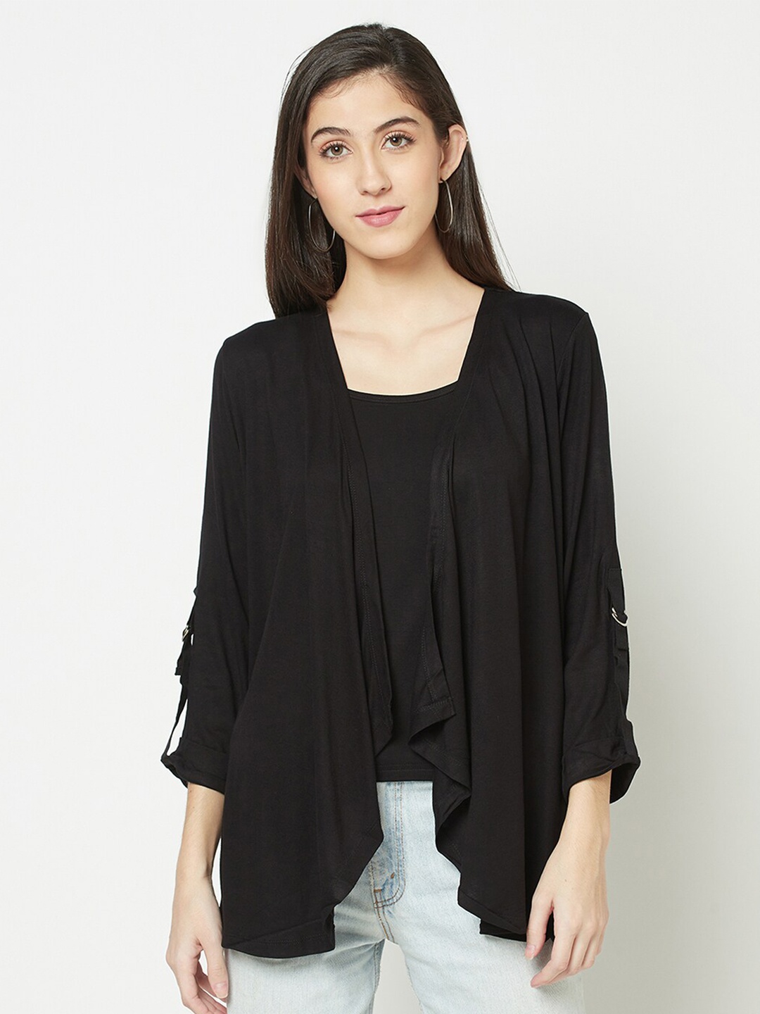 

Espresso Women Black Waterfall Shrug