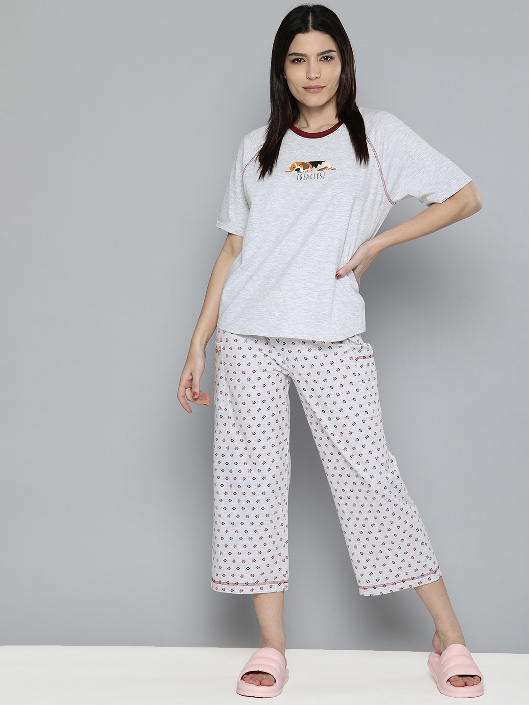 

Chemistry Women Grey Printed Night suit