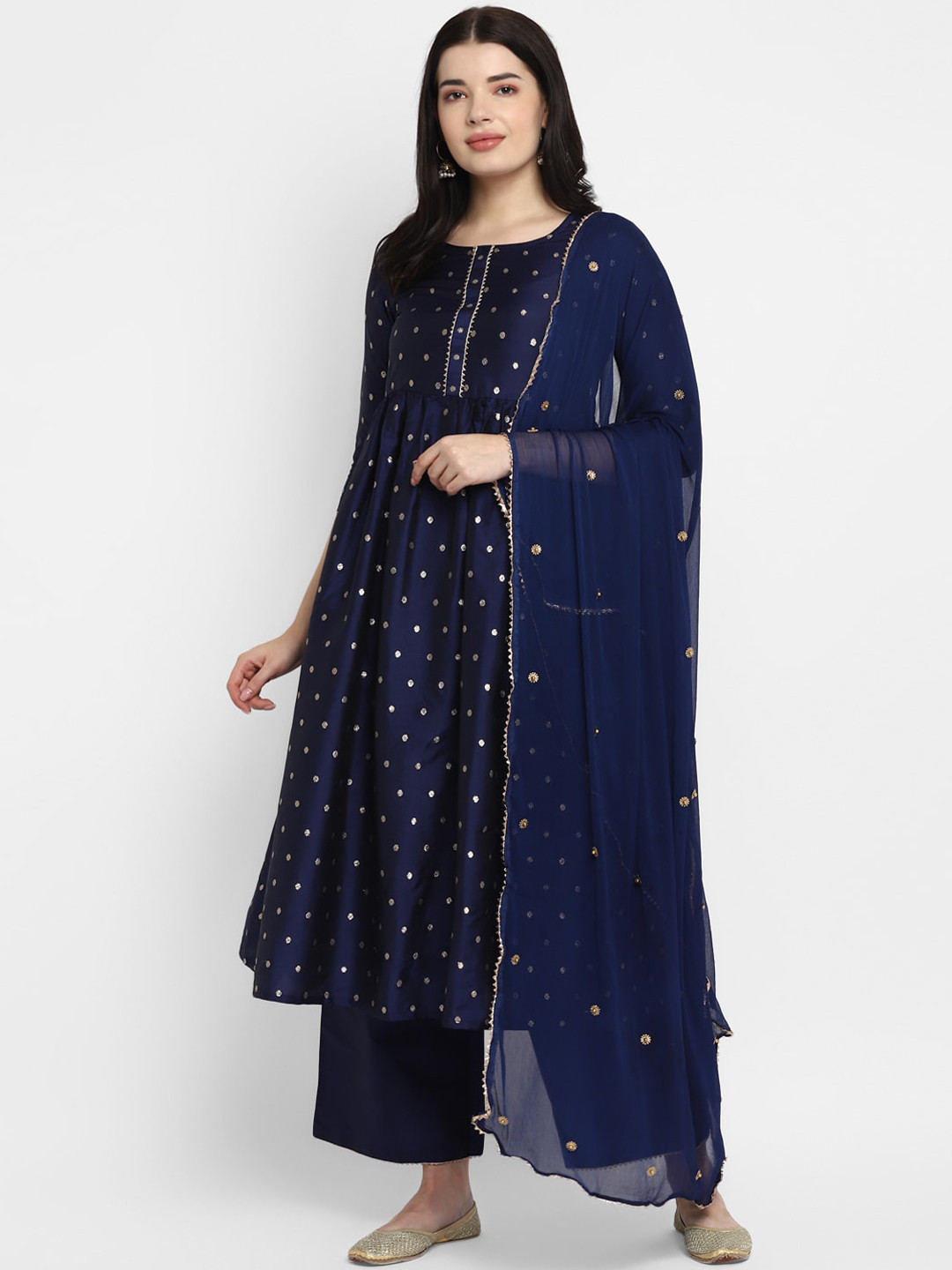 

VAABA Women Blue Kurta with Palazzos & With Dupatta