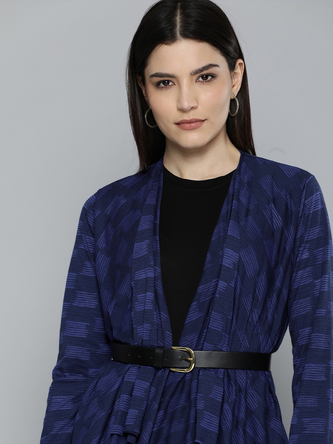 

Chemistry Women Blue Printed Waterfall Shrug