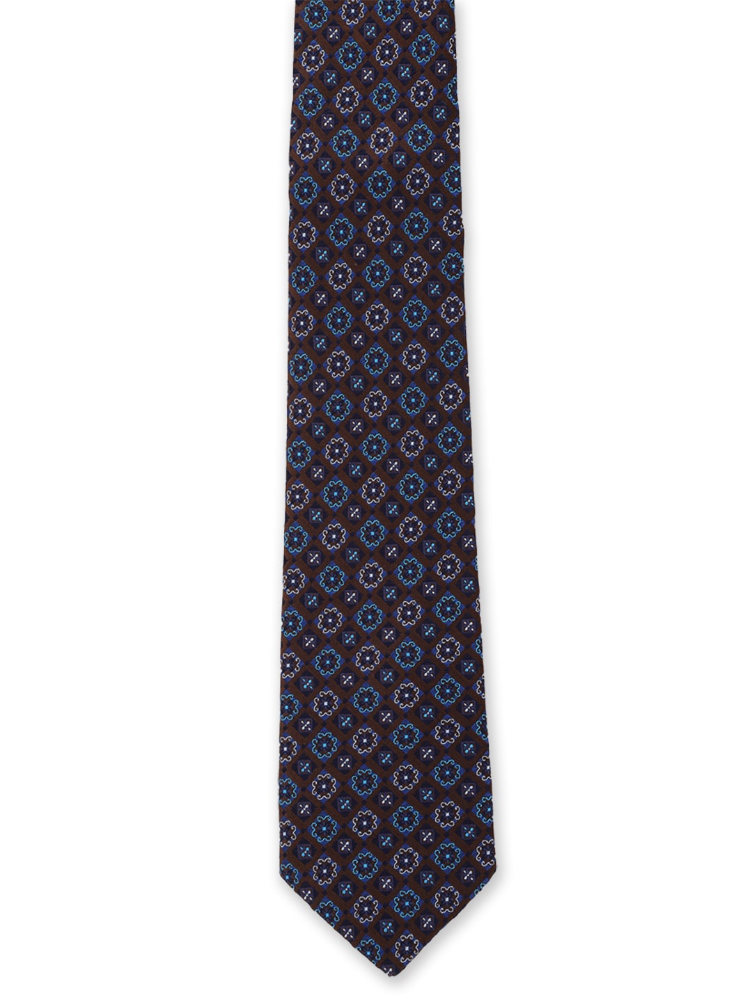 

Van Heusen Men Navy Blue & Brown Woven Design Skinny Tie