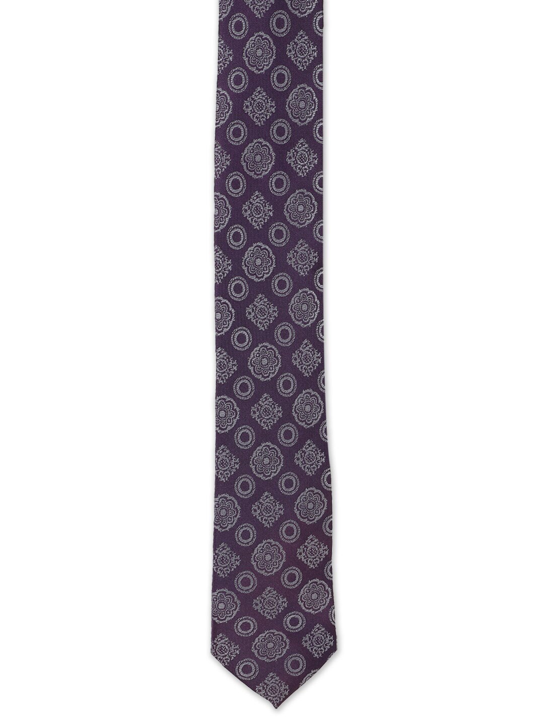 

Van Heusen Men Purple & Silver-Toned Woven Design Ascot Tie