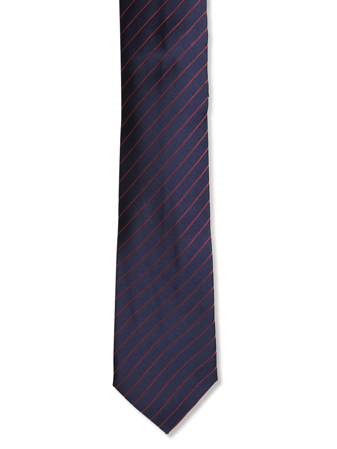 

Van Heusen Men Navy Blue & Red Striped Skinny Tie
