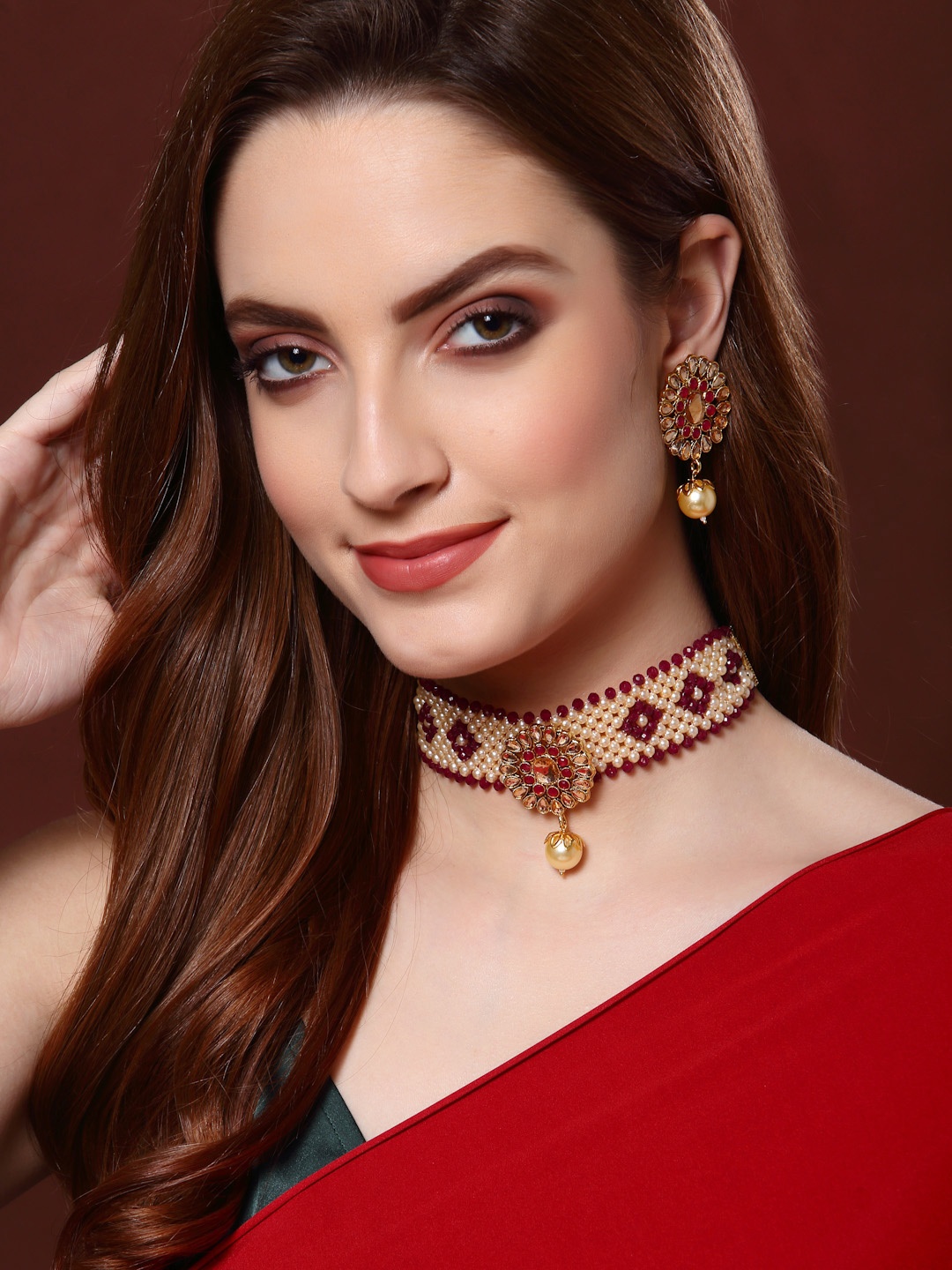 

PANASH Gold-Plated Pearl Beaded Choker Jewellery Set