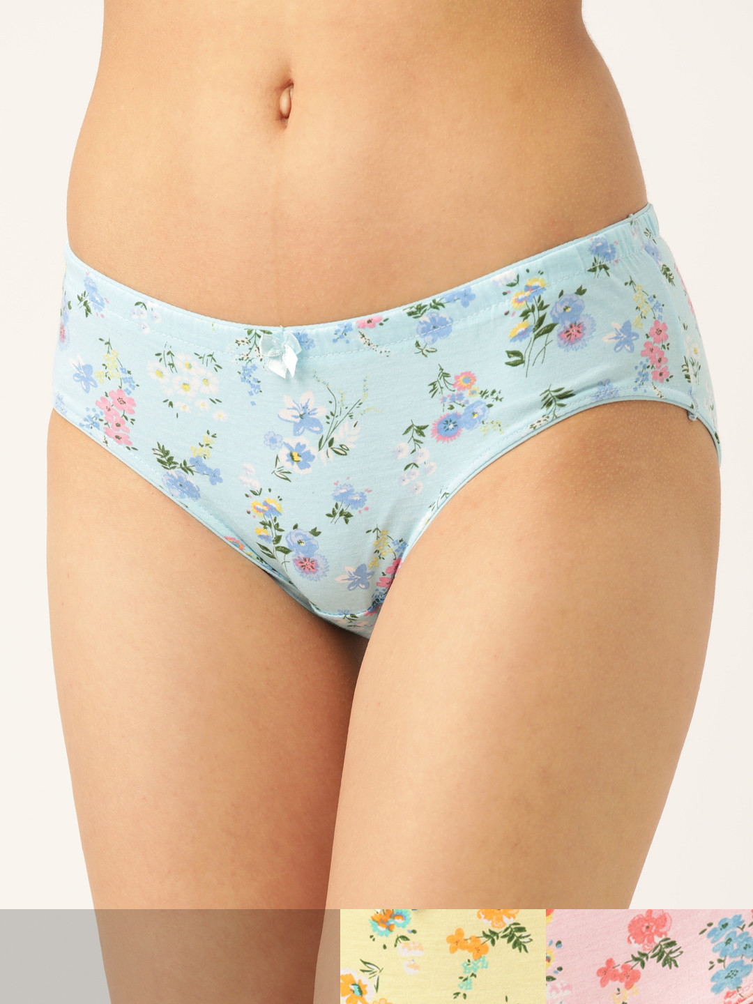 

Lady Lyka Women Pack of 3 Cotton Floral Print Hipster Briefs PREETY-SECRET-12, Blue