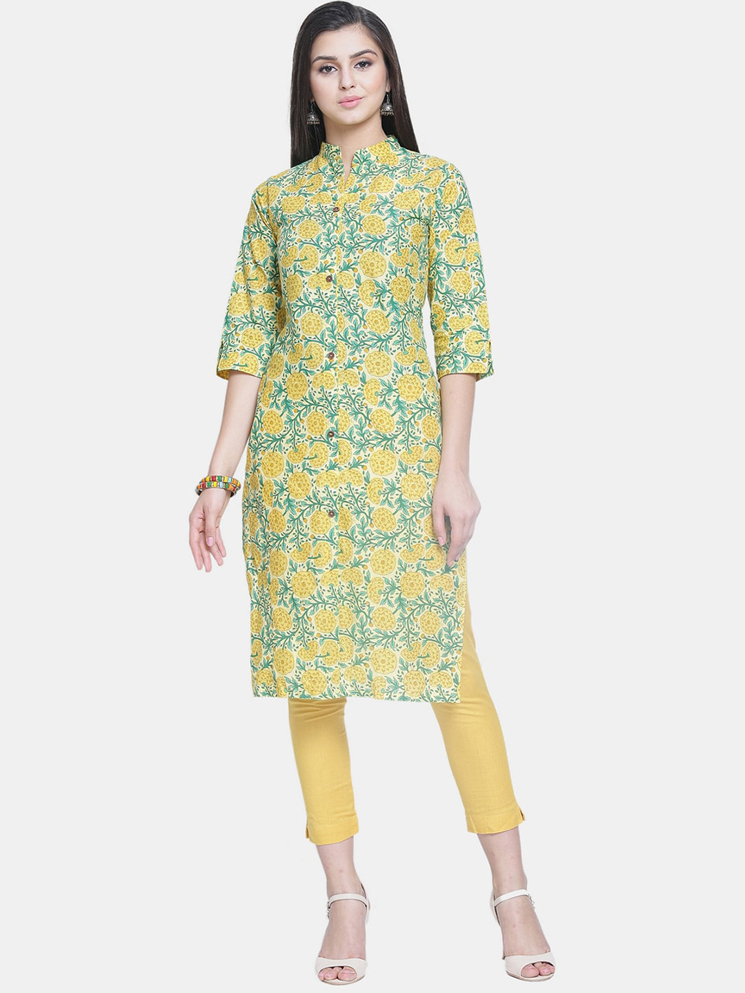 

Enchanted Drapes Women Multicoloured Floral Printed Thread Work Kurta, Multi