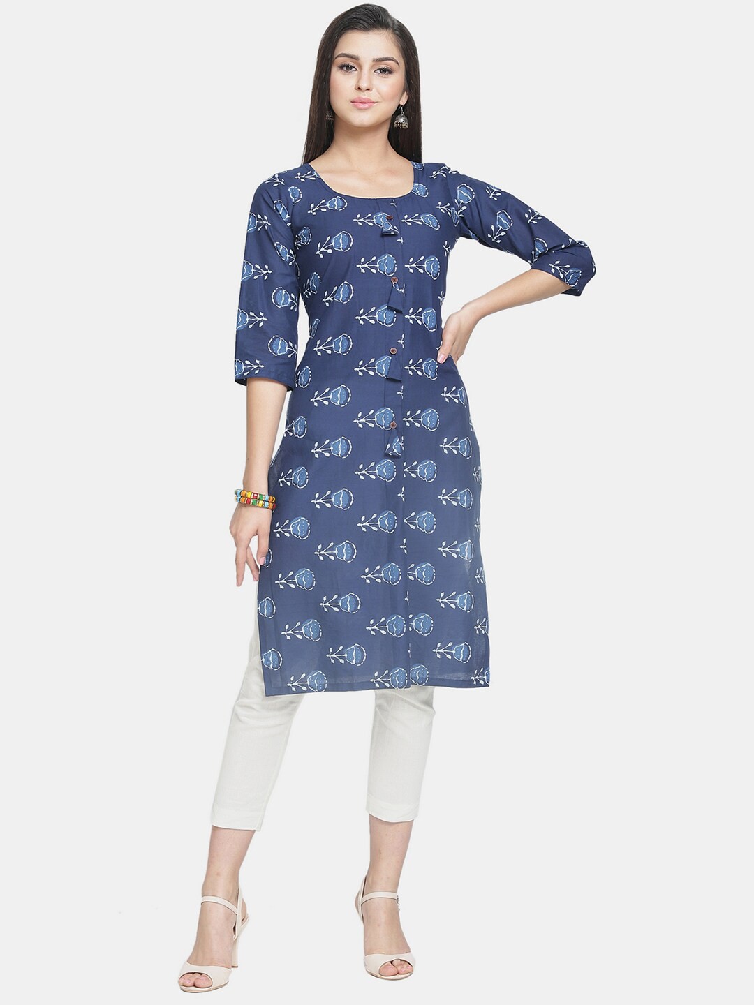 

Enchanted Drapes Women Blue Ethnic Motifs Printed Kurta