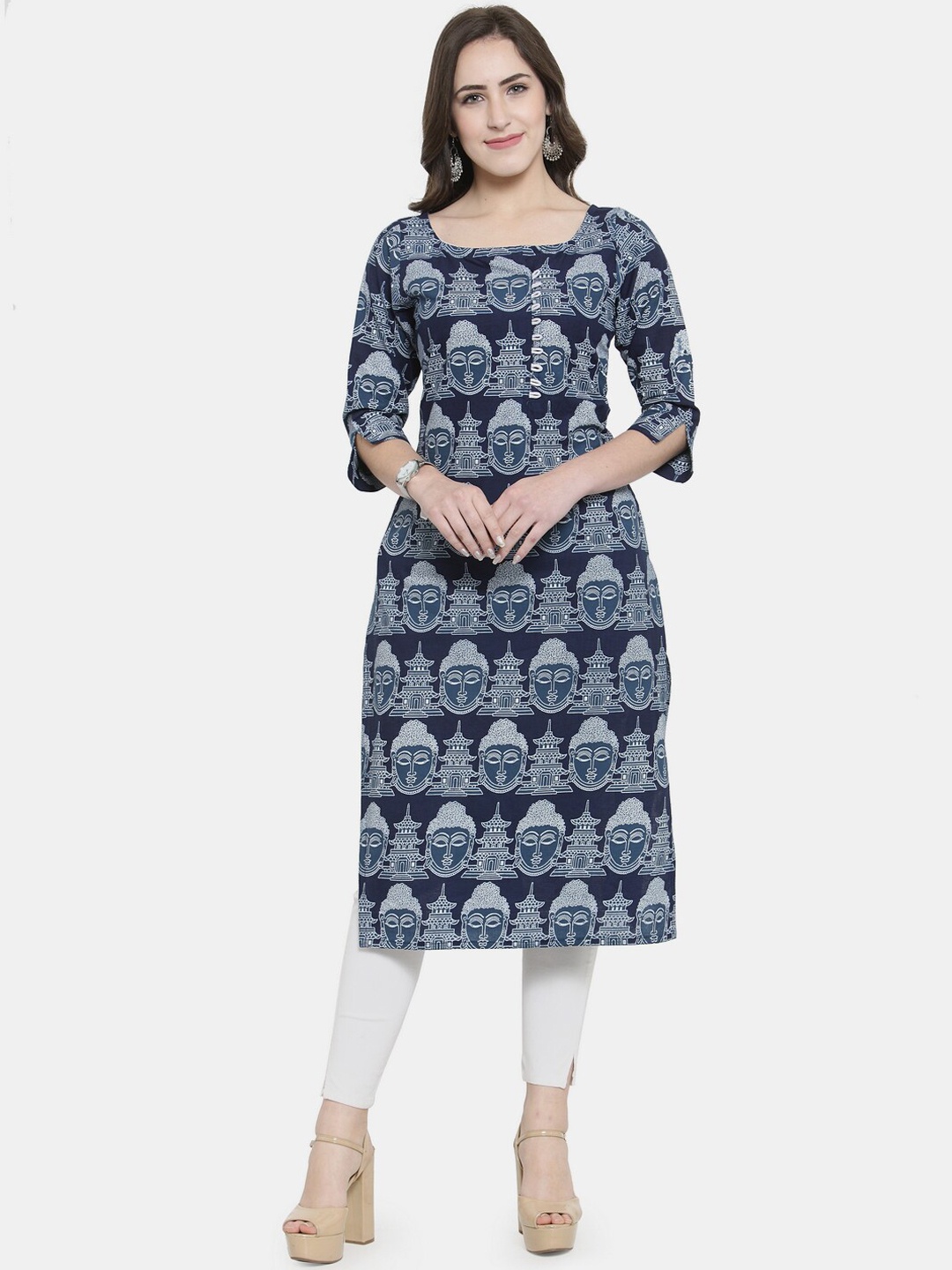 

Enchanted Drapes Women Blue Ethnic Motifs Printed Kurta