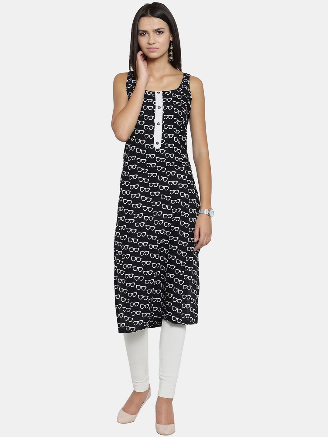 

Enchanted Drapes Women Black & White Printed Kurta
