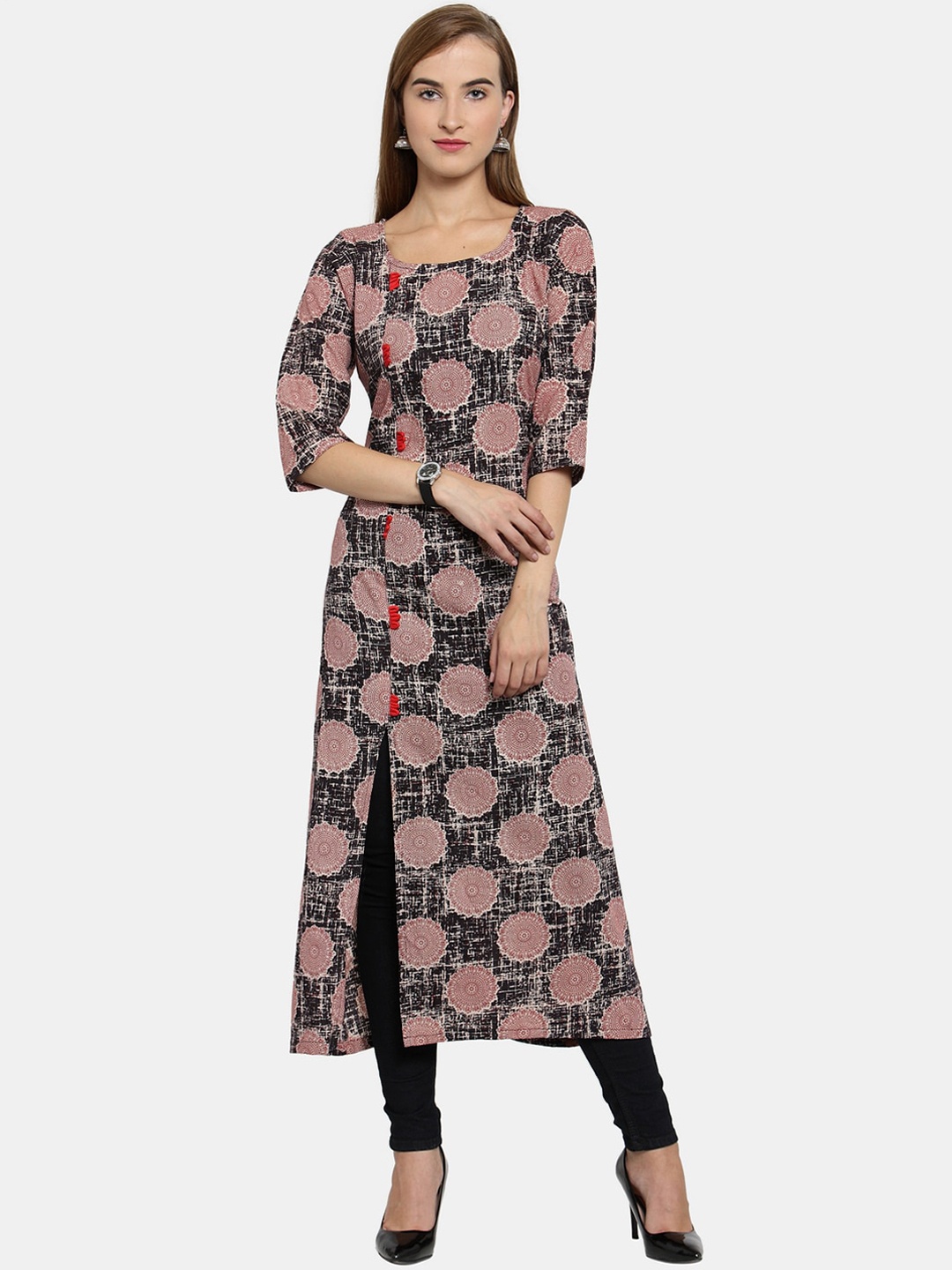 

Enchanted Drapes Women Black Printed Cotton A-Line Kurta