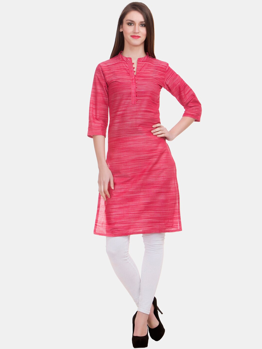 

Enchanted Drapes Women Pink Woven design Kurta