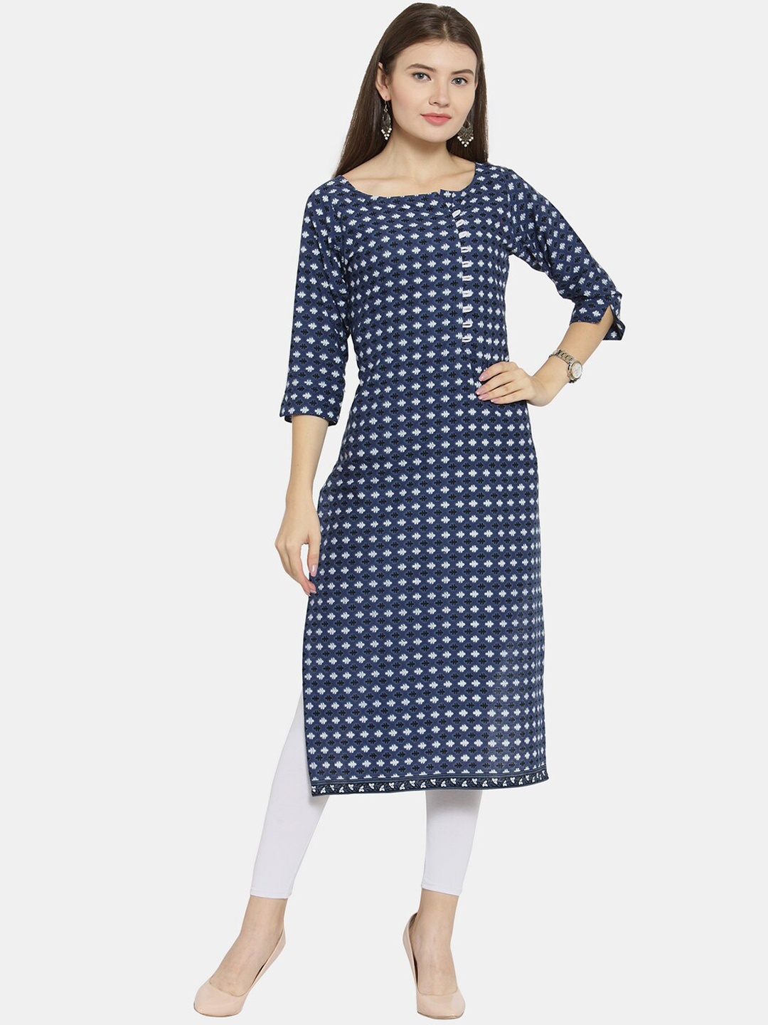 

Enchanted Drapes Women Blue Geometric Printed Kurta