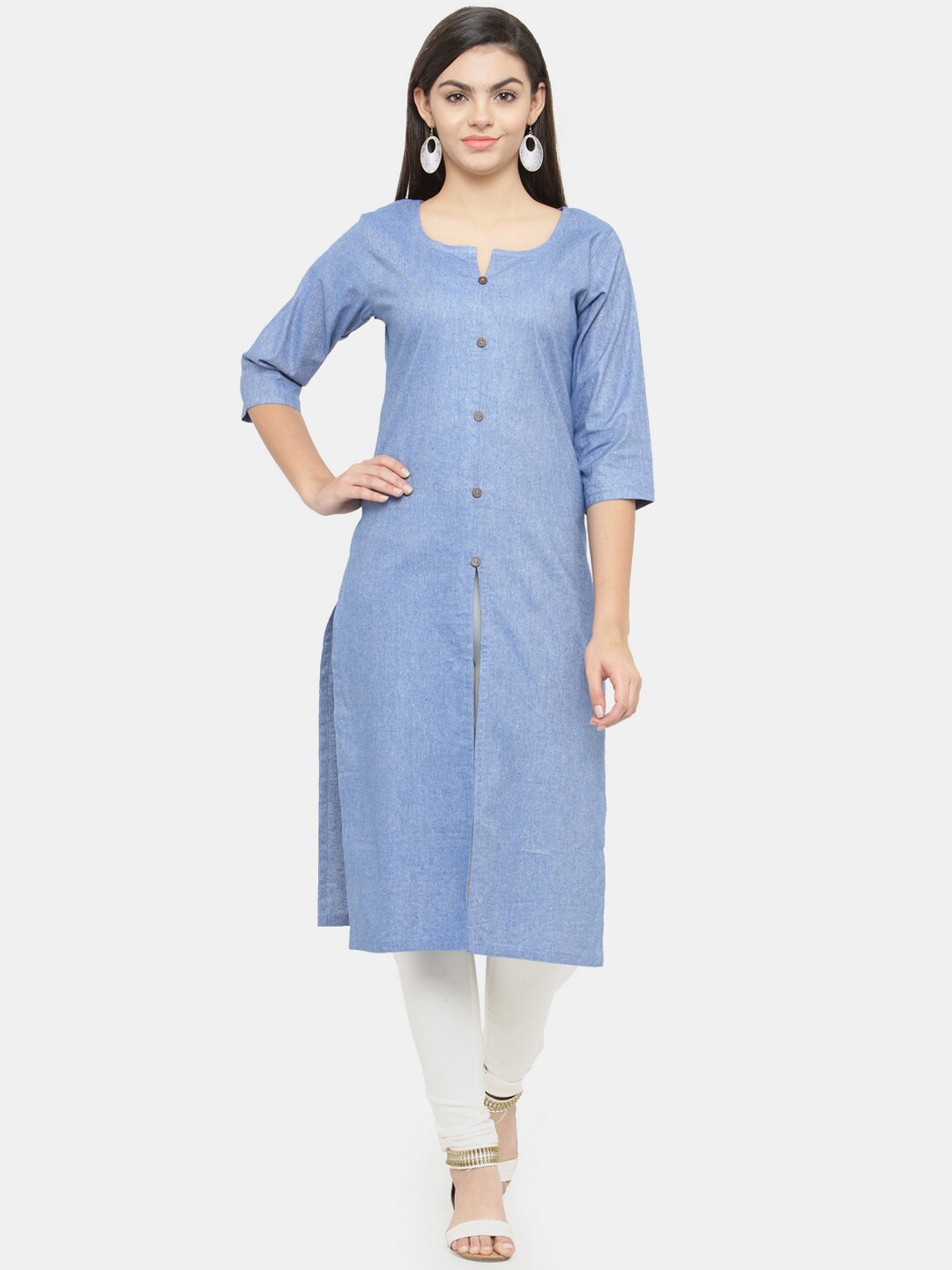 

Enchanted Drapes Women Blue Cotton Kurta