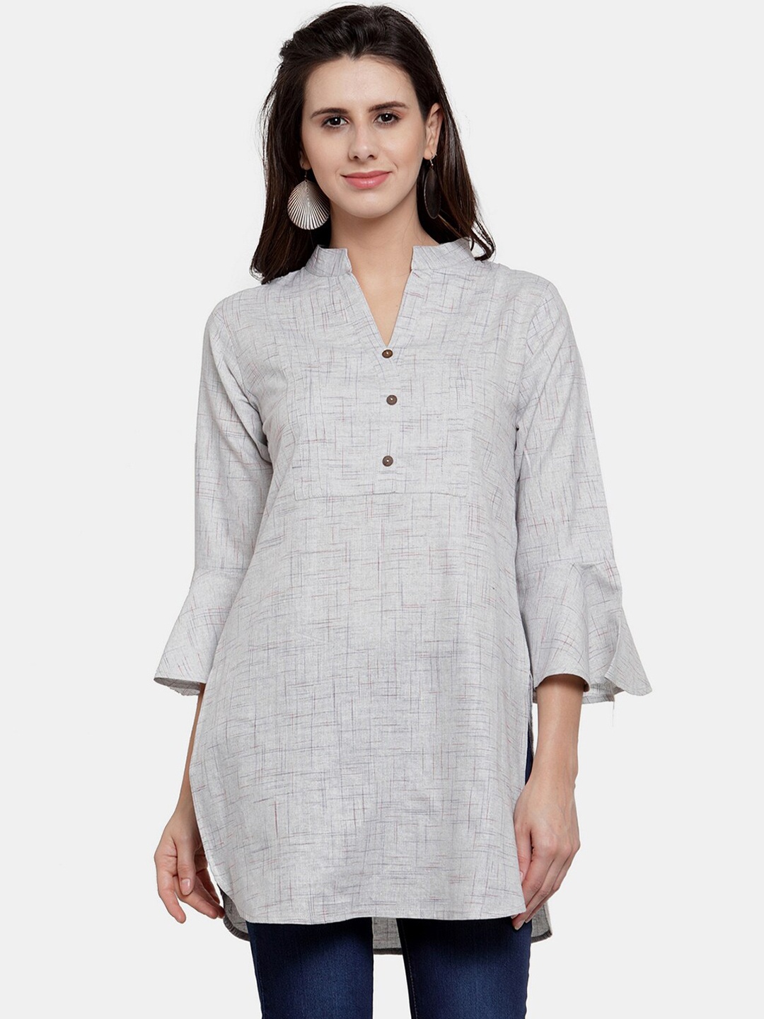 

Enchanted Drapes Women Grey Printed Cotton Kurti