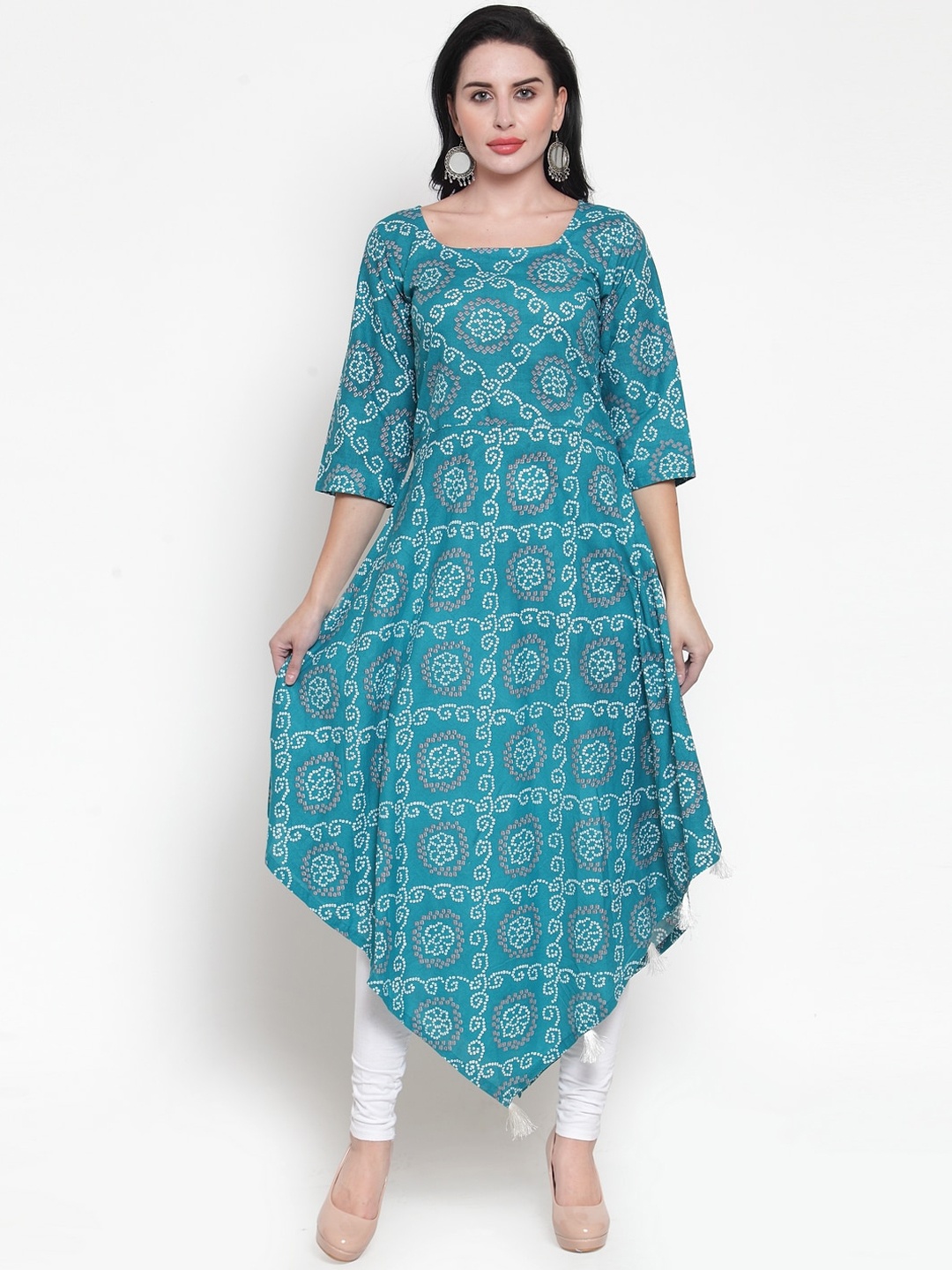 

Enchanted Drapes Women Green Bandhani Printed Kurta