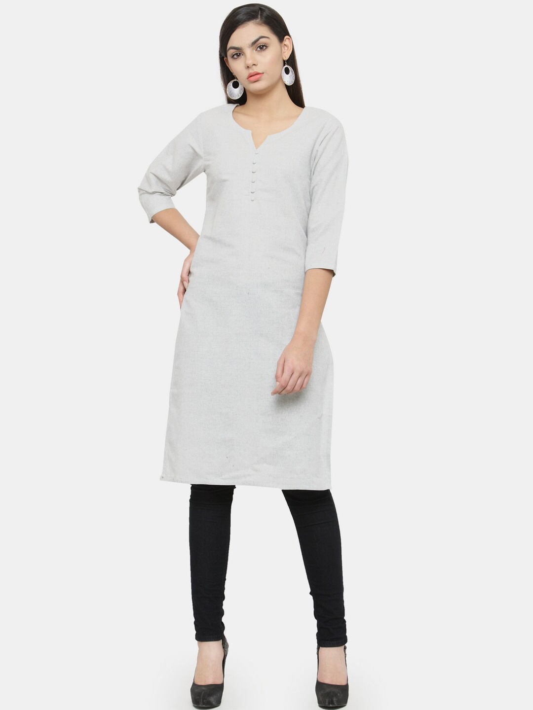 

Enchanted Drapes Women White Thread Work Kurta