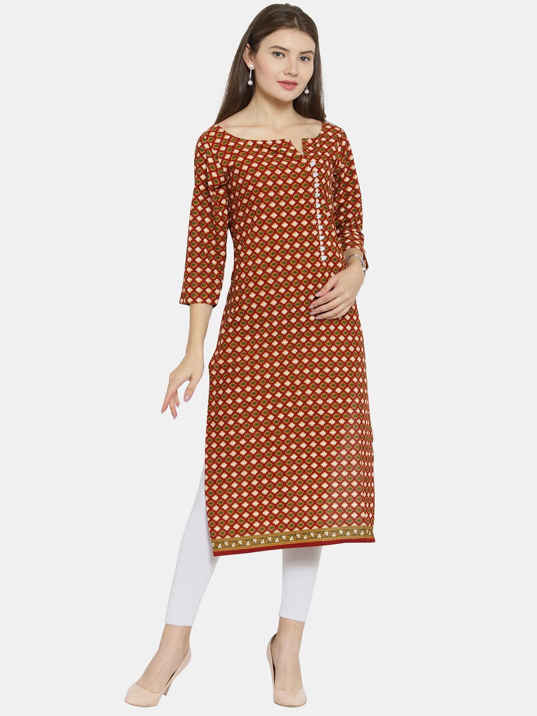 

Enchanted Drapes Women Maroon Geometric Printed Kurta