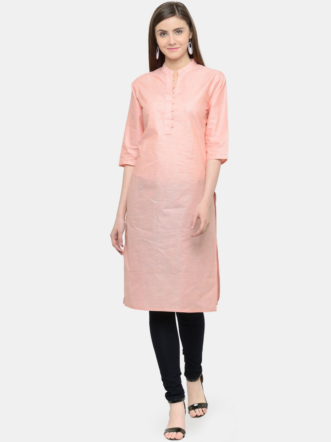 

Enchanted Drapes Women Pink Embroidered Thread Work Kurta