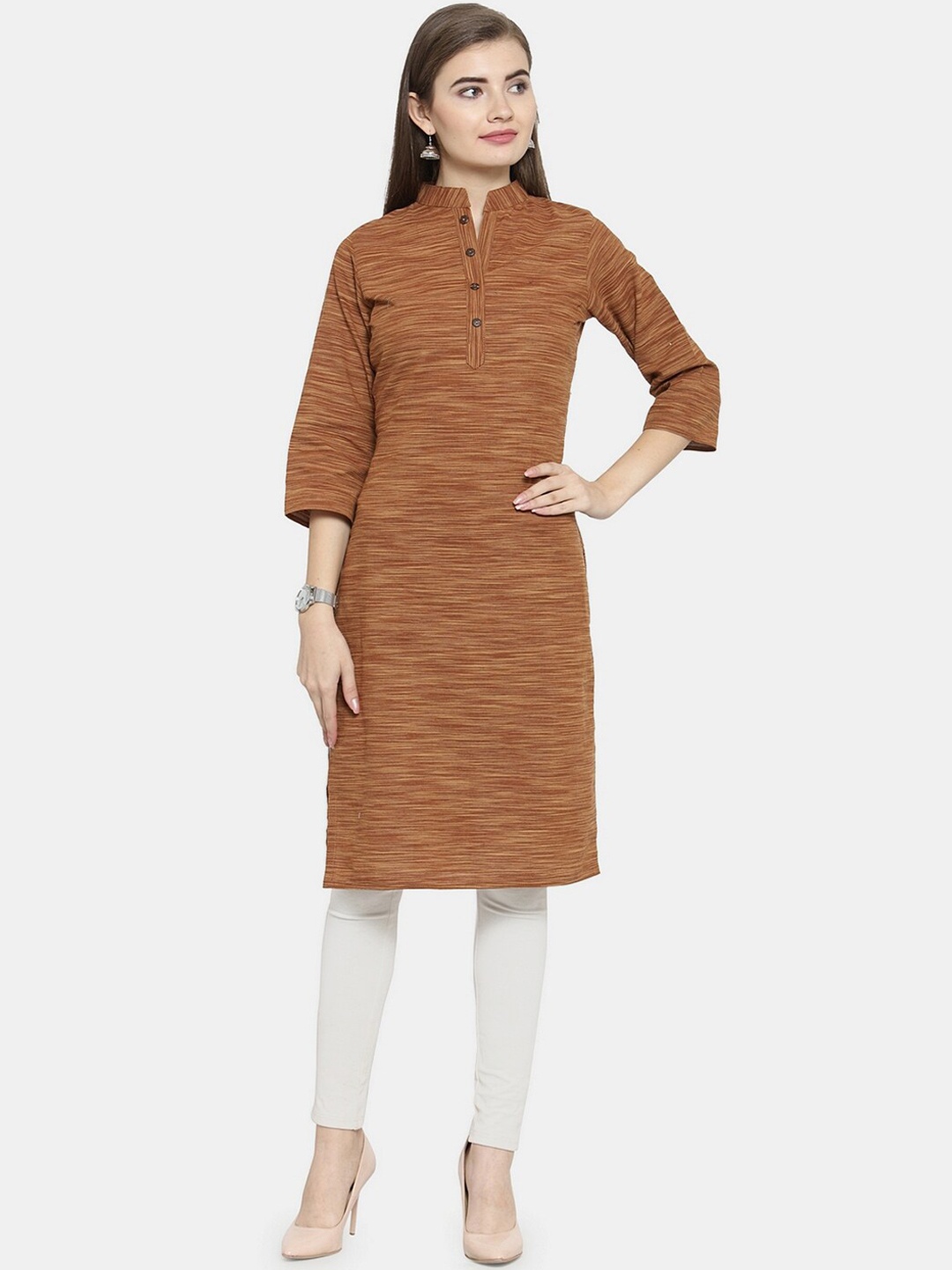 

Enchanted Drapes Women Brown Woven Design Kurta