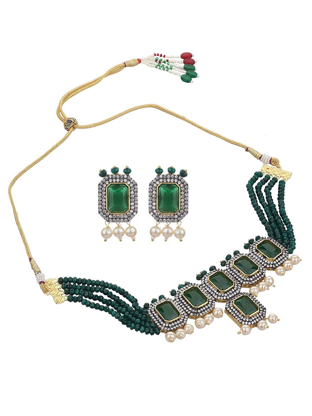 

Runjhun Women Green & White Choker set