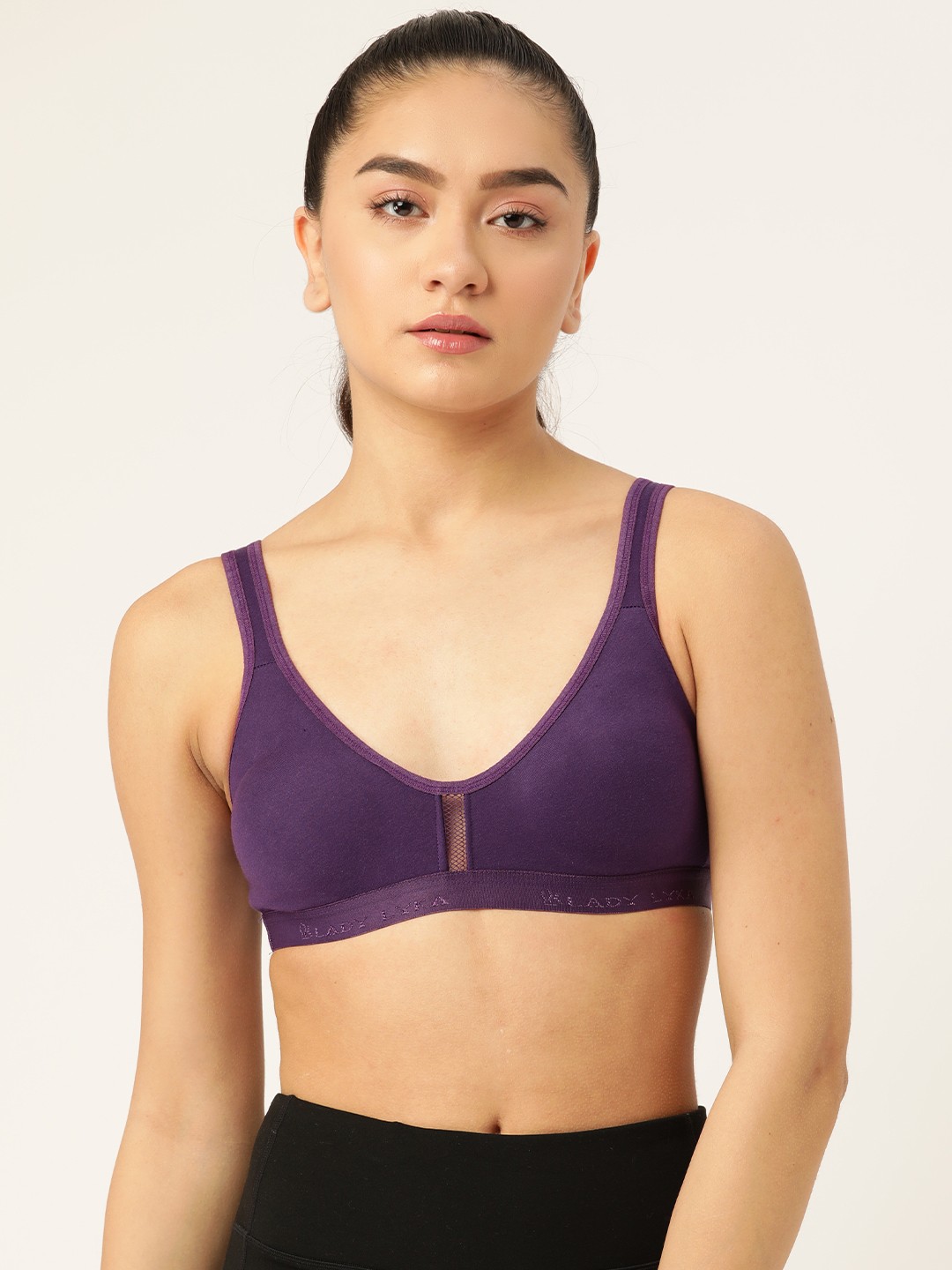 

Lady Lyka Purple Solid Workout Bra - Non-Padded