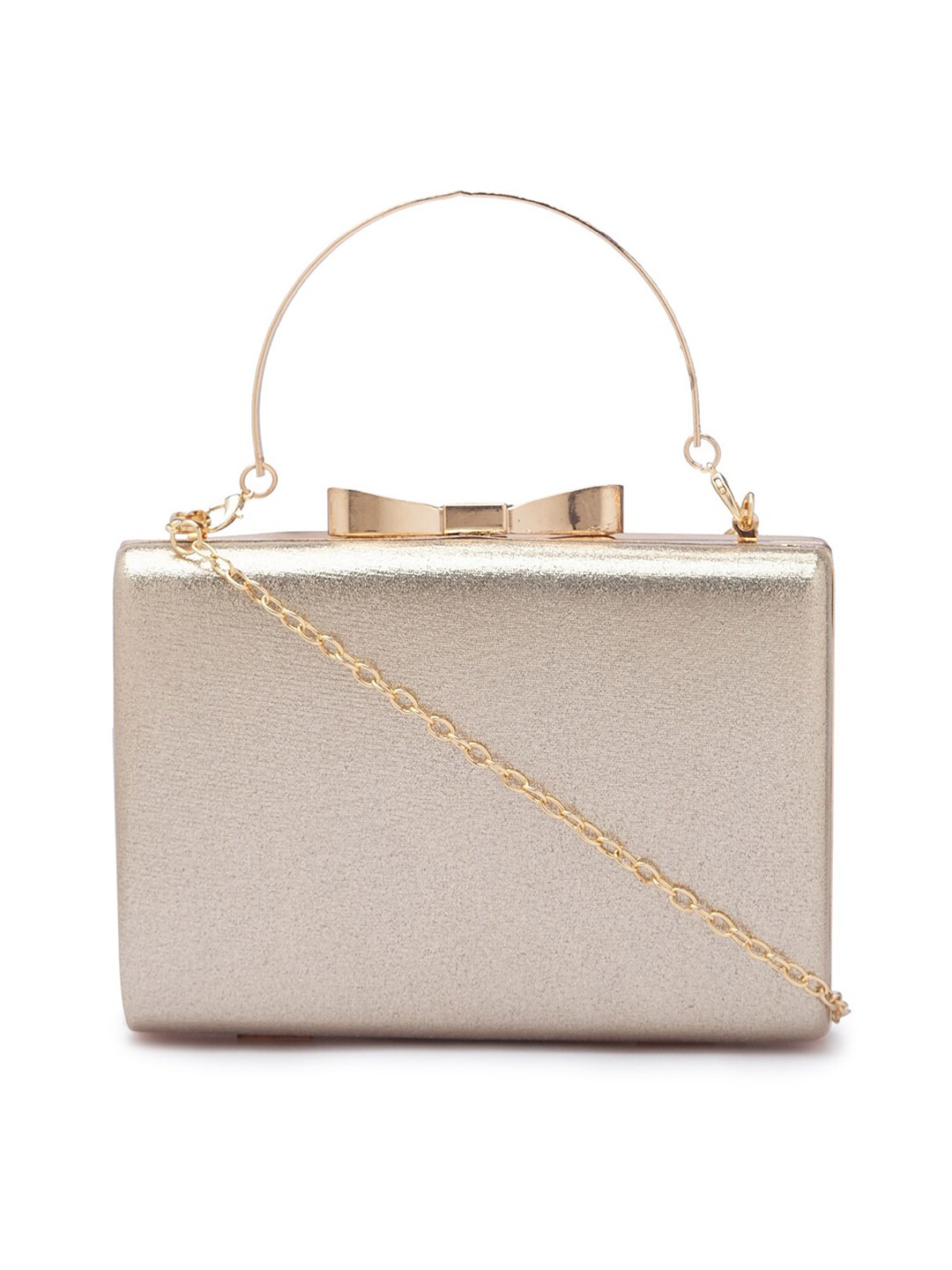 

CERIZ Gold-Toned Textured Box Clutch