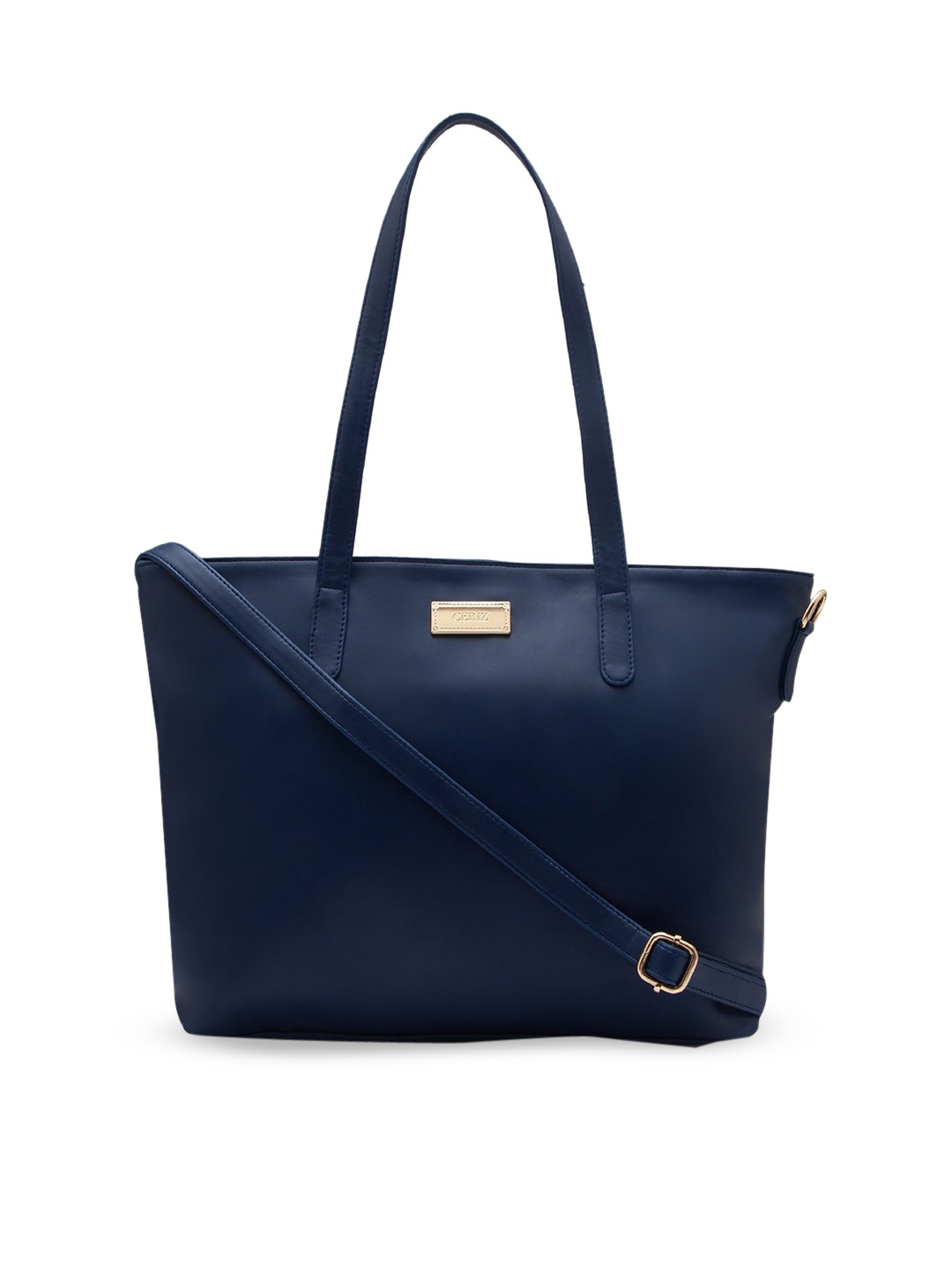 

CERIZ Navy Blue PU Shopper Tote Bag