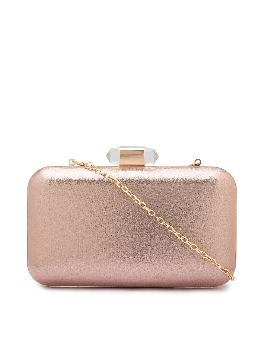 

CERIZ Women Rose Gold Textured Box Clutch