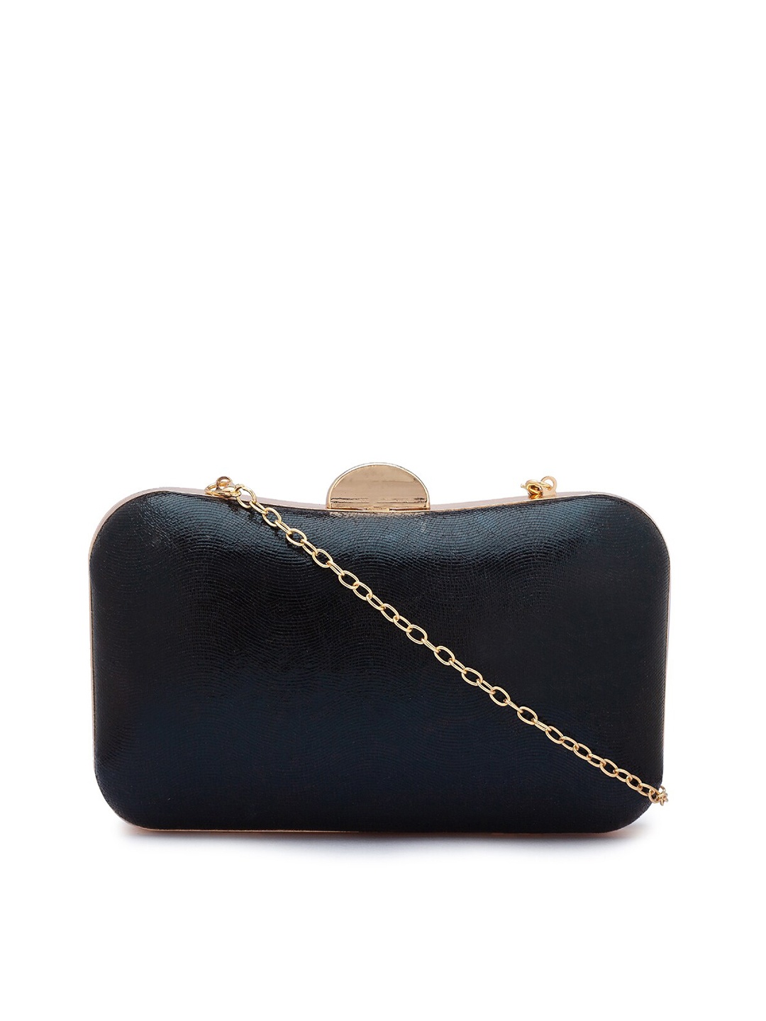 

CERIZ Black & Gold-Toned Textured Box Clutch