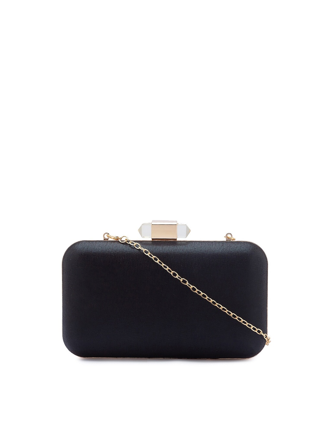 

CERIZ Black & Gold-Toned Textured Box Clutch